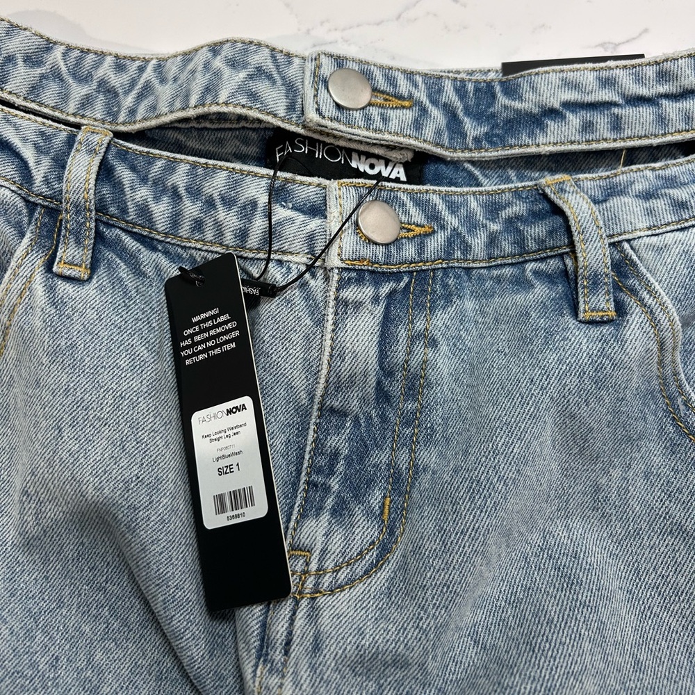 ❥𝖥𝖠𝖲𝖧𝖨𝖮𝖭𝗡𝗢𝗩𝗔: Keep Looking Waistband Straight Leg Jeans - Picture 9 of 12